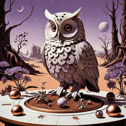 Ivory Mechanized Owl on Mars with Clockpunk Accents Ivory Mechanized Owl on Mars with Clockpunk Accents
