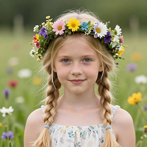 Nordic Blonde Girl in Floral Crown