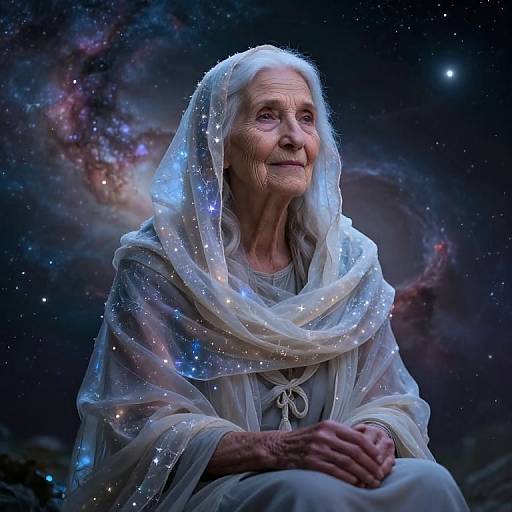 Elderly Mystic with Cosmic Glow