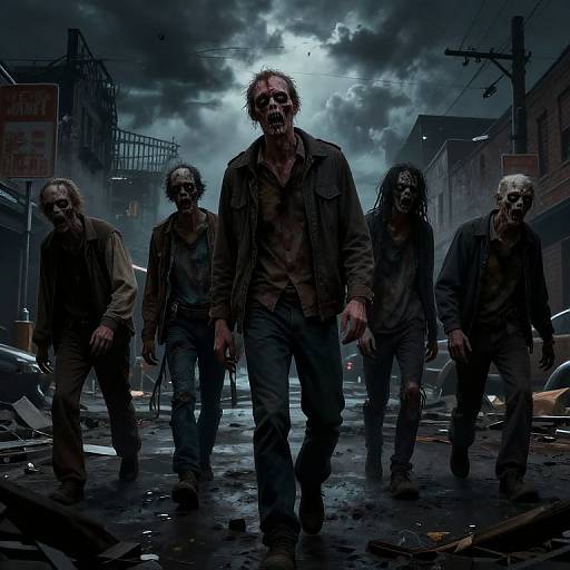 Zombie Horde in Stormy Ruins