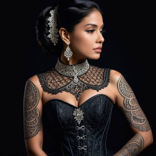 Elegant South Asian Woman in Lace Gown