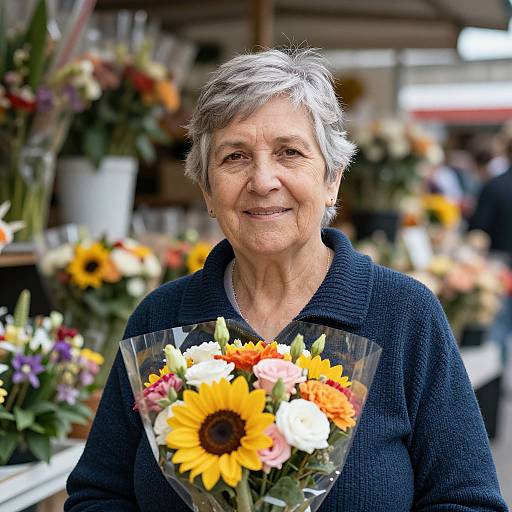 Senior Woman Portrait in Flower Market