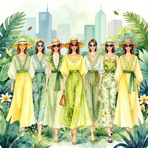 Urban Jungle Watercolor Fashion Illustration