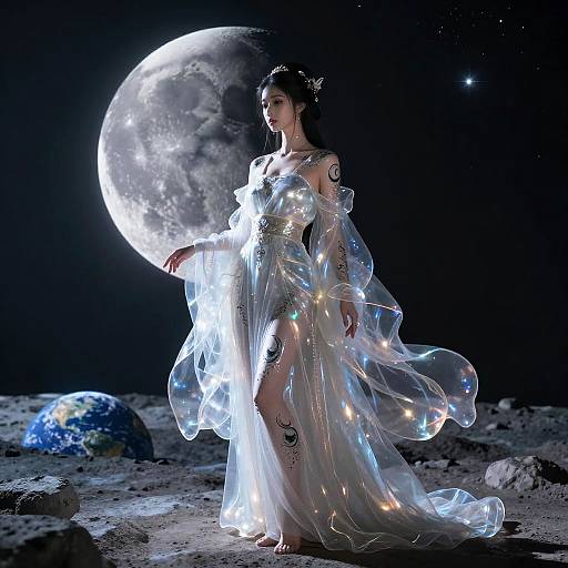 Elegant Lunar Humanoid Character Design