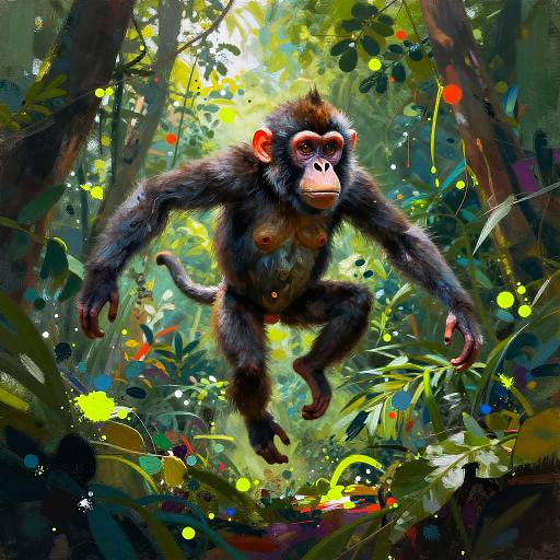 Surreal Deformed Monkey in Neon Jungle