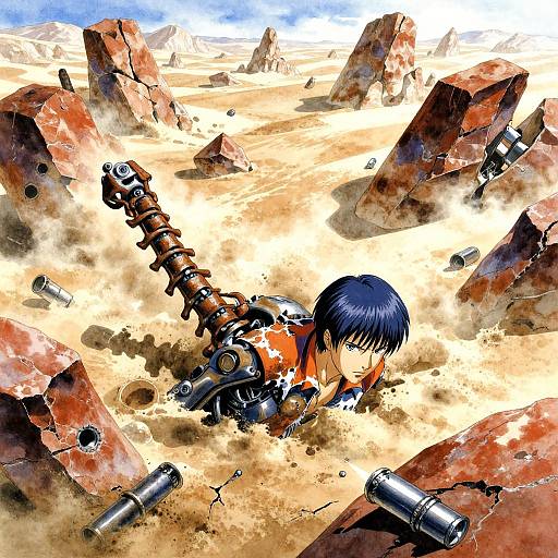 Dynamic Desert Robot Ruins Scene