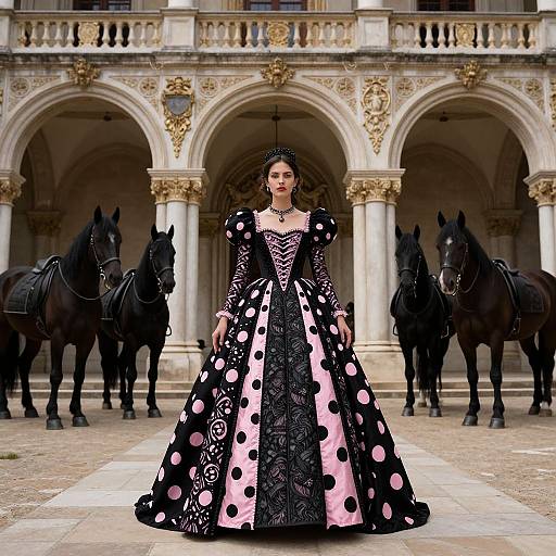 Majestic Woman in Medieval Palace