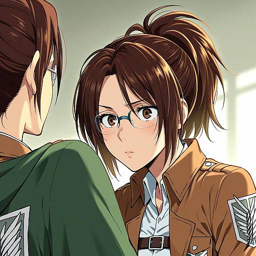 Illustration of Hange zoe, shingeki no kyojin in the style of Kaga3chi