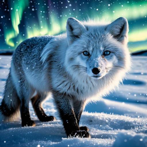 Arctic Fox with Northern Lights