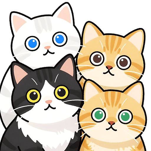 Playful Cartoon Kittens Trio