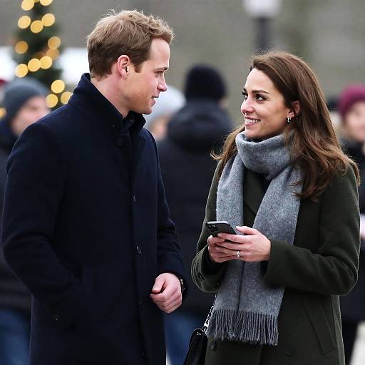 Man and Woman in Winter Coats Smiling Outdoors