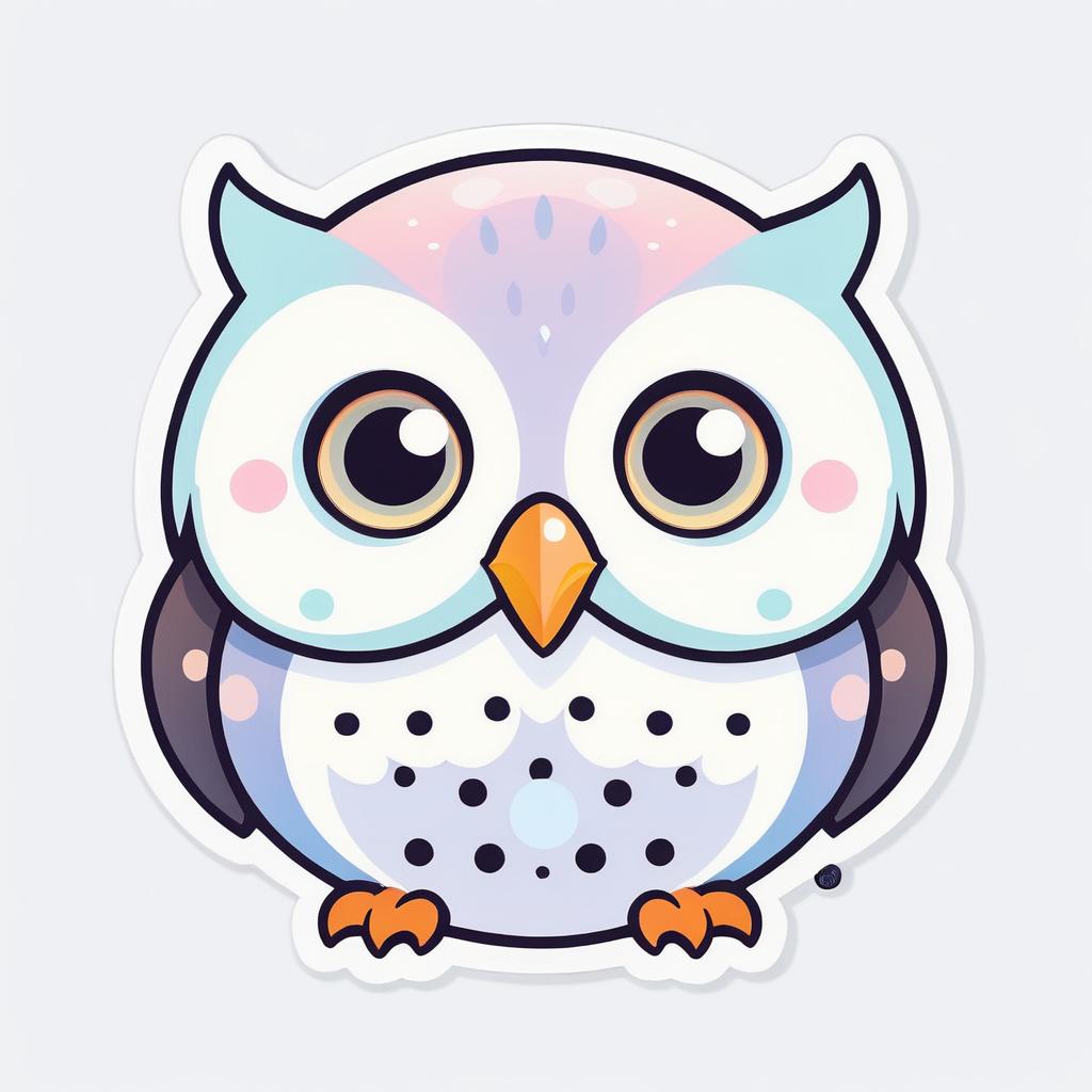 Charming Kawaii Owl Die-Cut Sticker