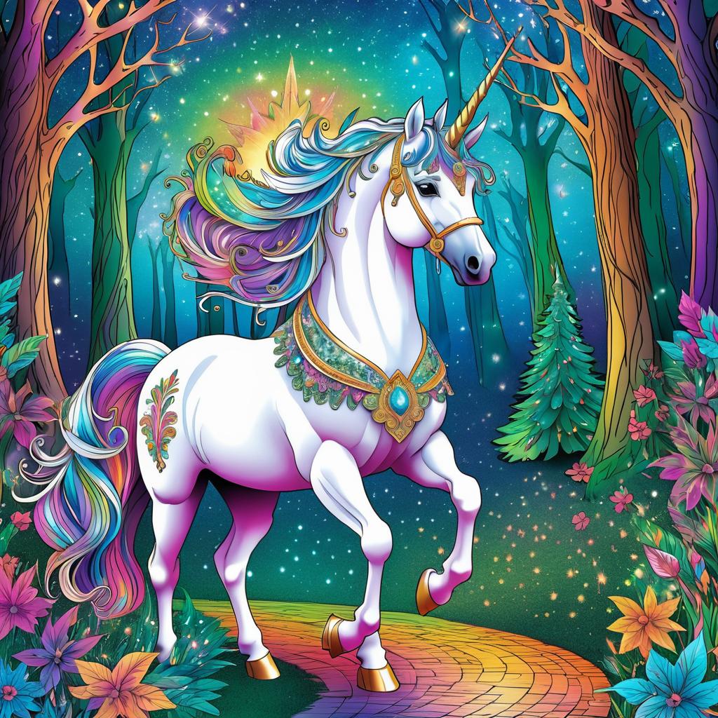 Majestic Unicorn in Enchanted Forest