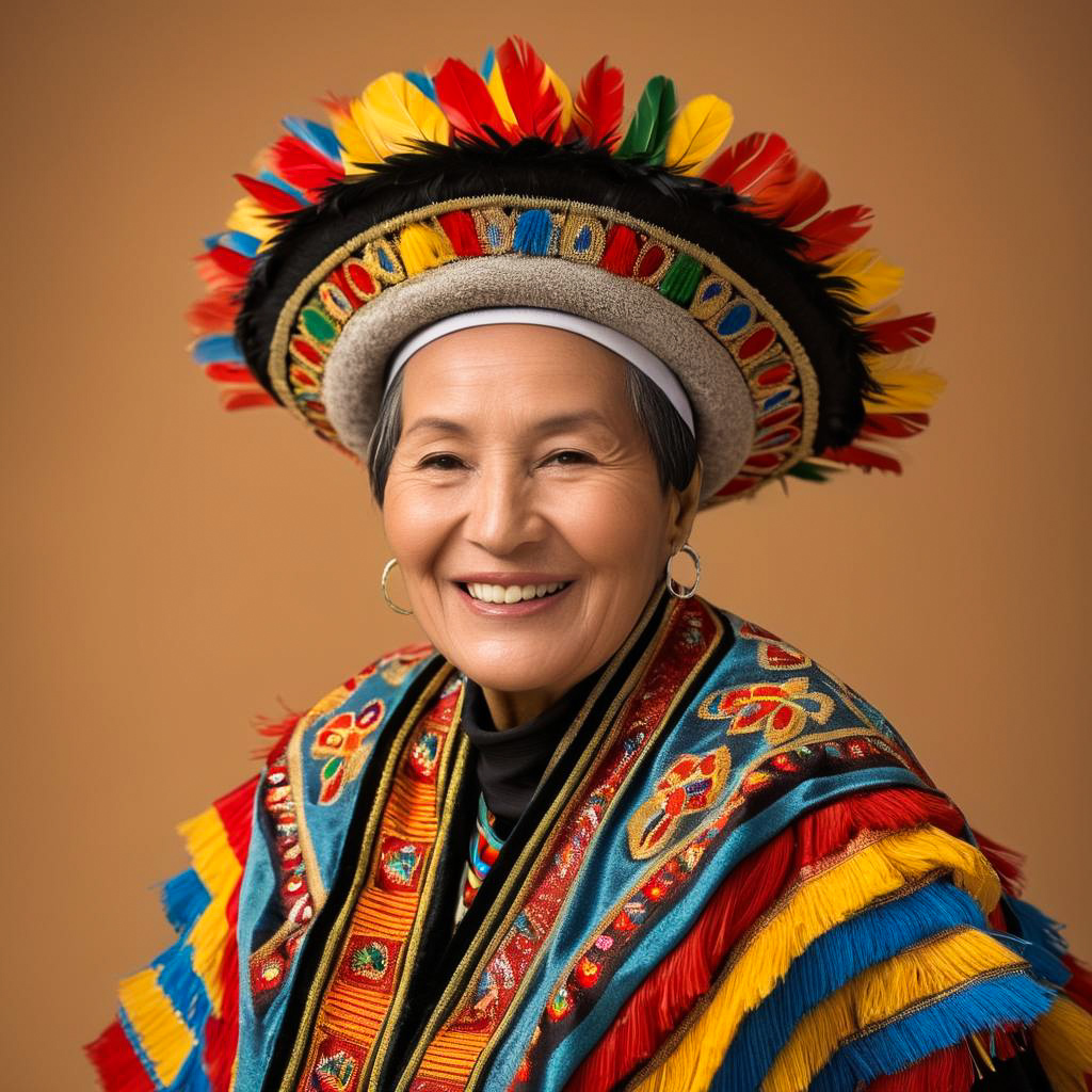 Elderly Bolivian Lady in Carnival Costume