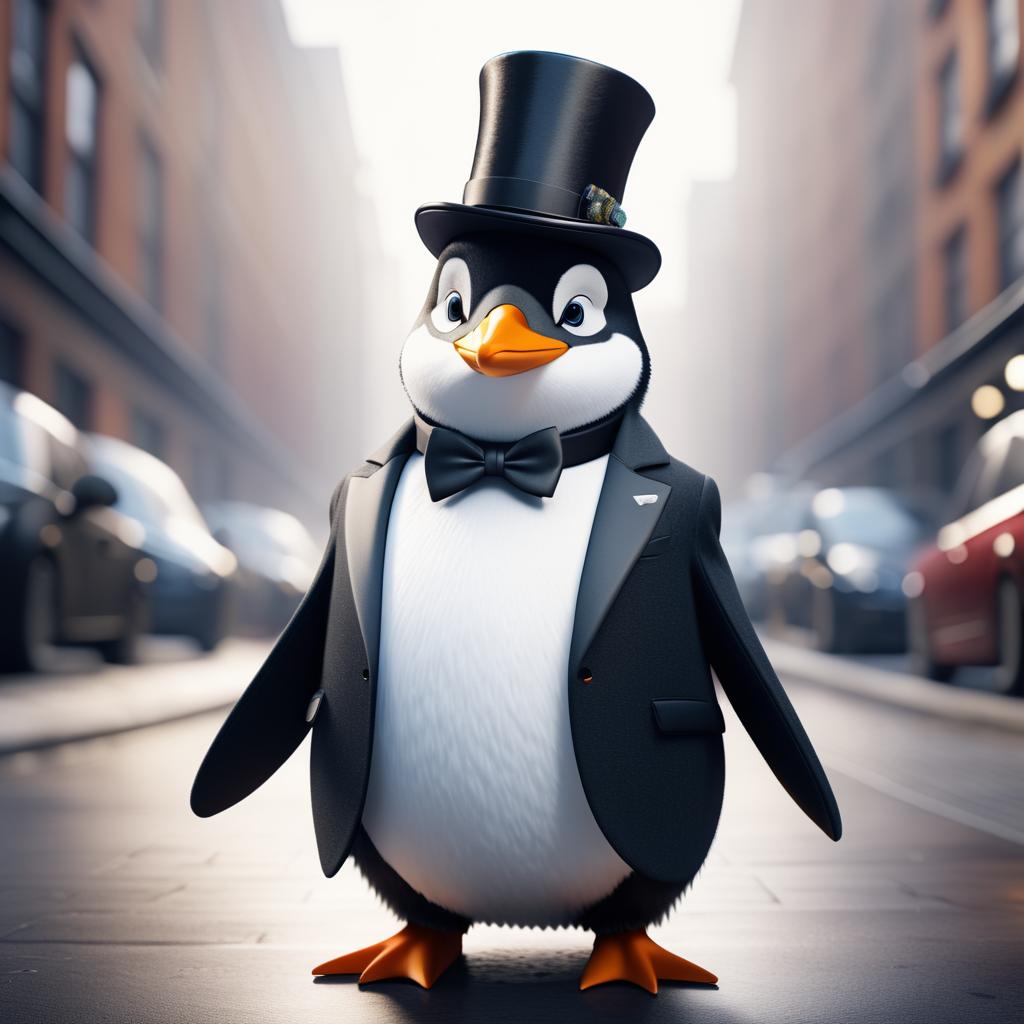 Stylish Penguin in Urban Photography