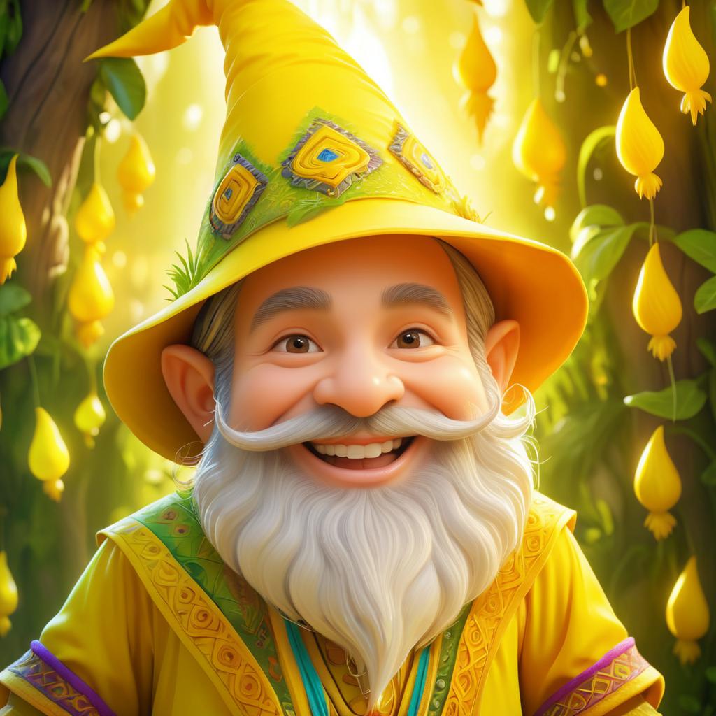 Joyful Gnome in Vibrant Fantasy Art