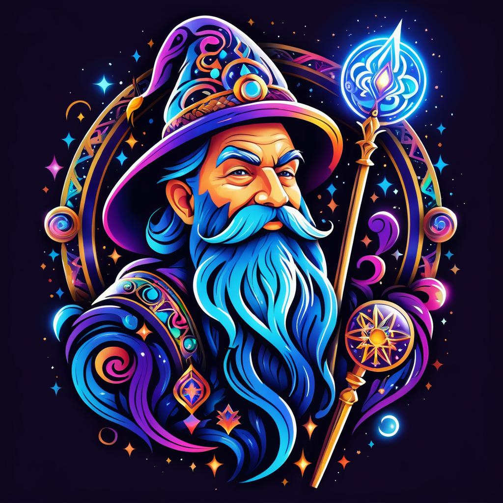 Vibrant Wizard Tattoo Logo Design