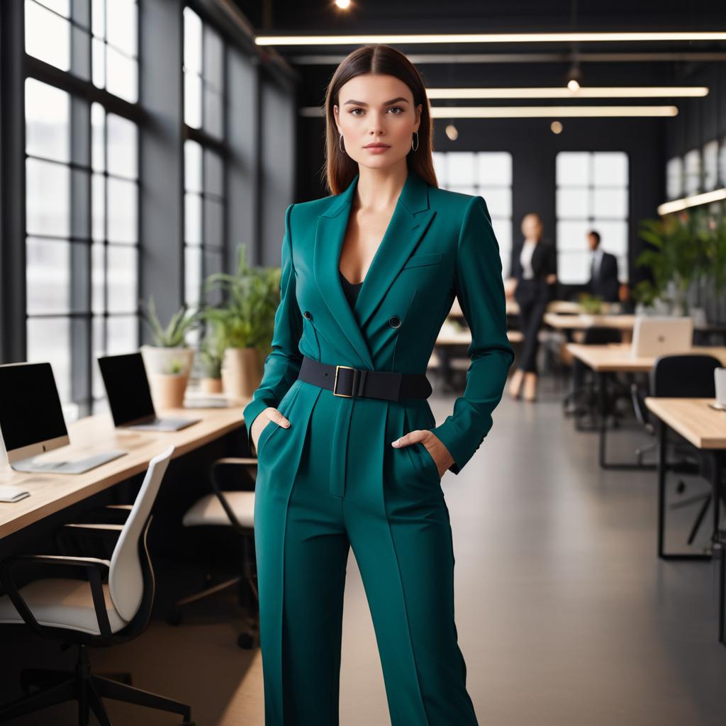 Confident Businesswoman in Edgy Jumpsuit