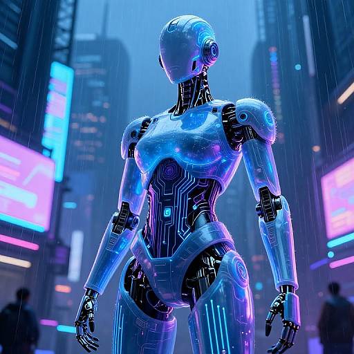 Futuristic Neon AI Cyberpunk Robot