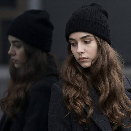 Pensive Portrait of Woman in Beanie