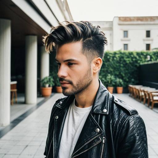 Stylish Man with Temple Fade Hairstyle