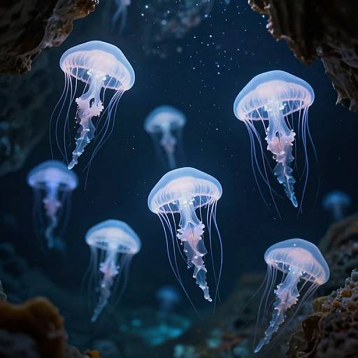 Ethereal Jellyfish in Ancient Cavern