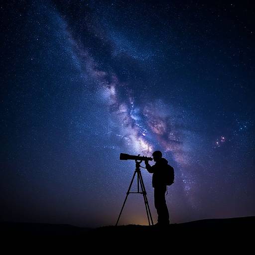 Astronomer Stargazing Under Starry Sky