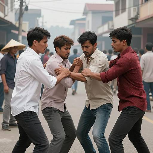 Intense Street Fight Scene Photography