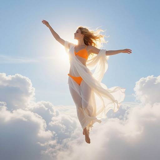 Ethereal Goddess in Radiant Sky