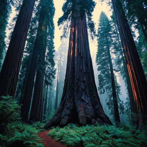 Majestic Redwood Illuminated at Dawn