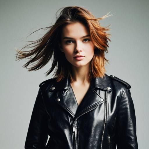 Trendy Feathered Layers with Leather Jacket