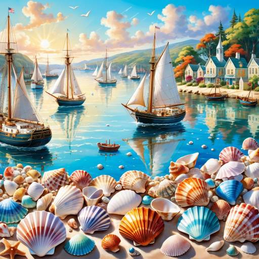 Tranquil Harbor with Sailing Ships Tranquil Harbor with Sailing Ships