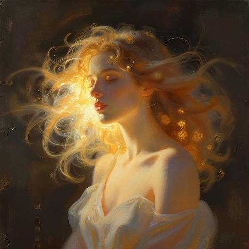 Ethereal Woman with Golden Lights