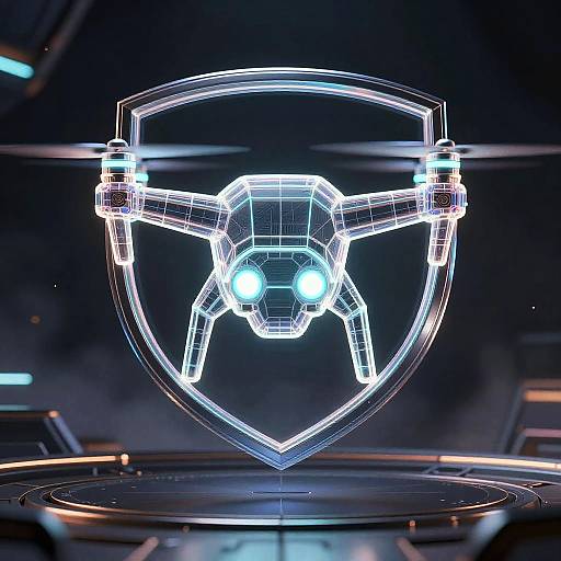 Futuristic Symmetric Drone Swarm Emblem