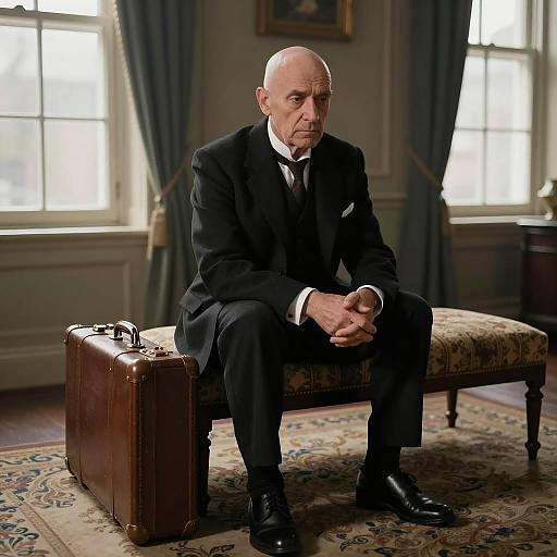 Contemplative Elderly Man in Vintage Setting