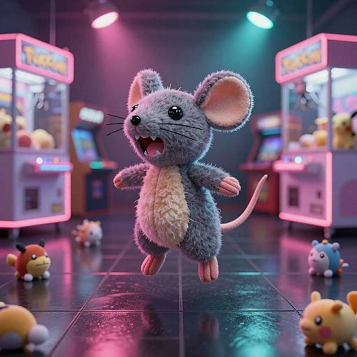 Electric Mouse Plush in Neon Arcade