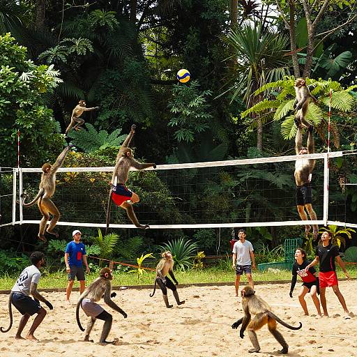 Energetic Monkey Volleyball in Jungle