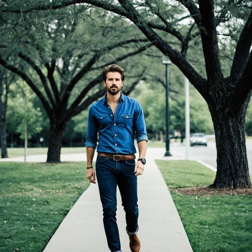 Casual Man in Black Jeans Outdoors