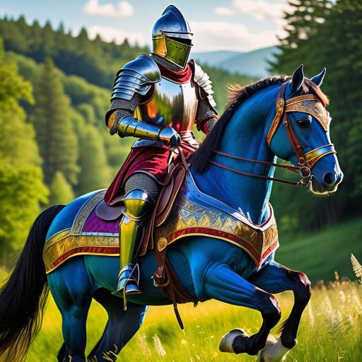 Knight in Vibrant Armor on Horse Knight in Vibrant Armor on Horse