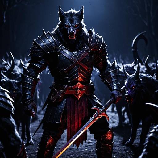 Armored Werewolf with Glowing Halberd