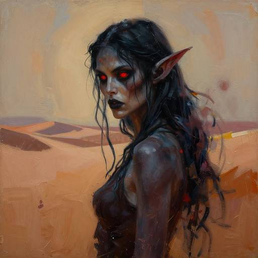 Dark Desert Elf Abstract Portrait