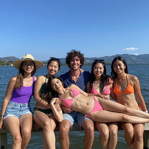 Joyful Lake Gathering with Friends