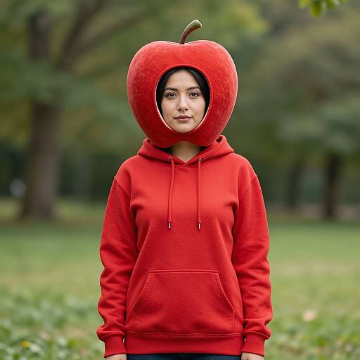 Woman in Red Apple Costume