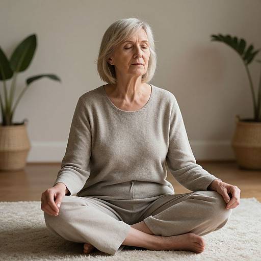 Elderly Woman Meditating in Stillness