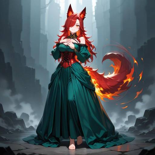 Vibrant Anthro Character with Fiery Features Vibrant Anthro Character with Fiery Features