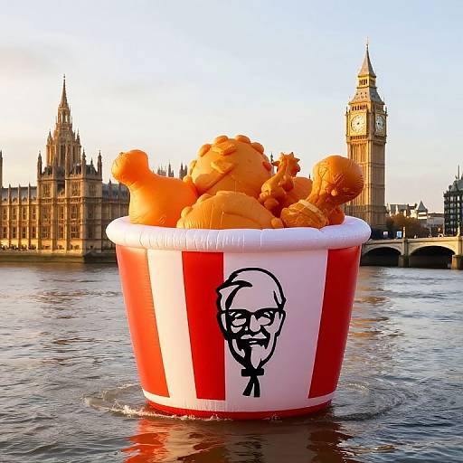 Inflatable KFC Bucket on Thames