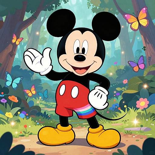 Trans Mickey Mouse in Pride Outfit in Magical Forest