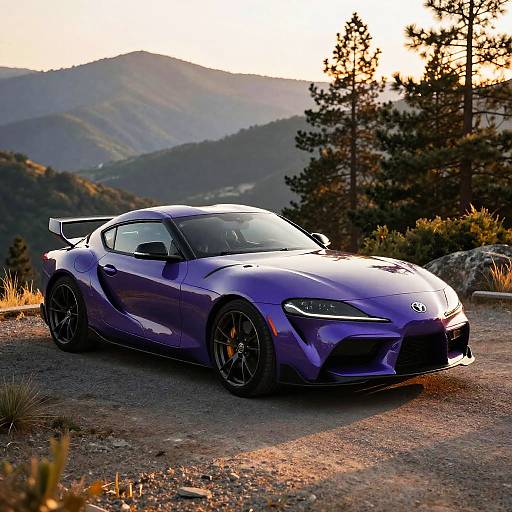 Purple Toyota Supra at Mountain Overlook