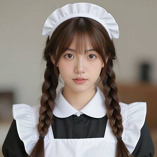 Realistic Maid Costume Woman Portrait