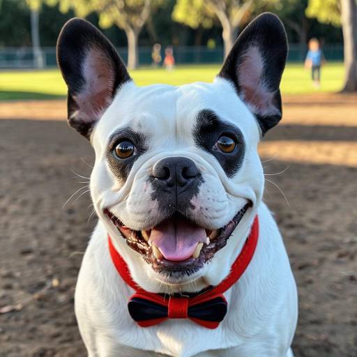 Happy French Bulldog in Red Bow Tie